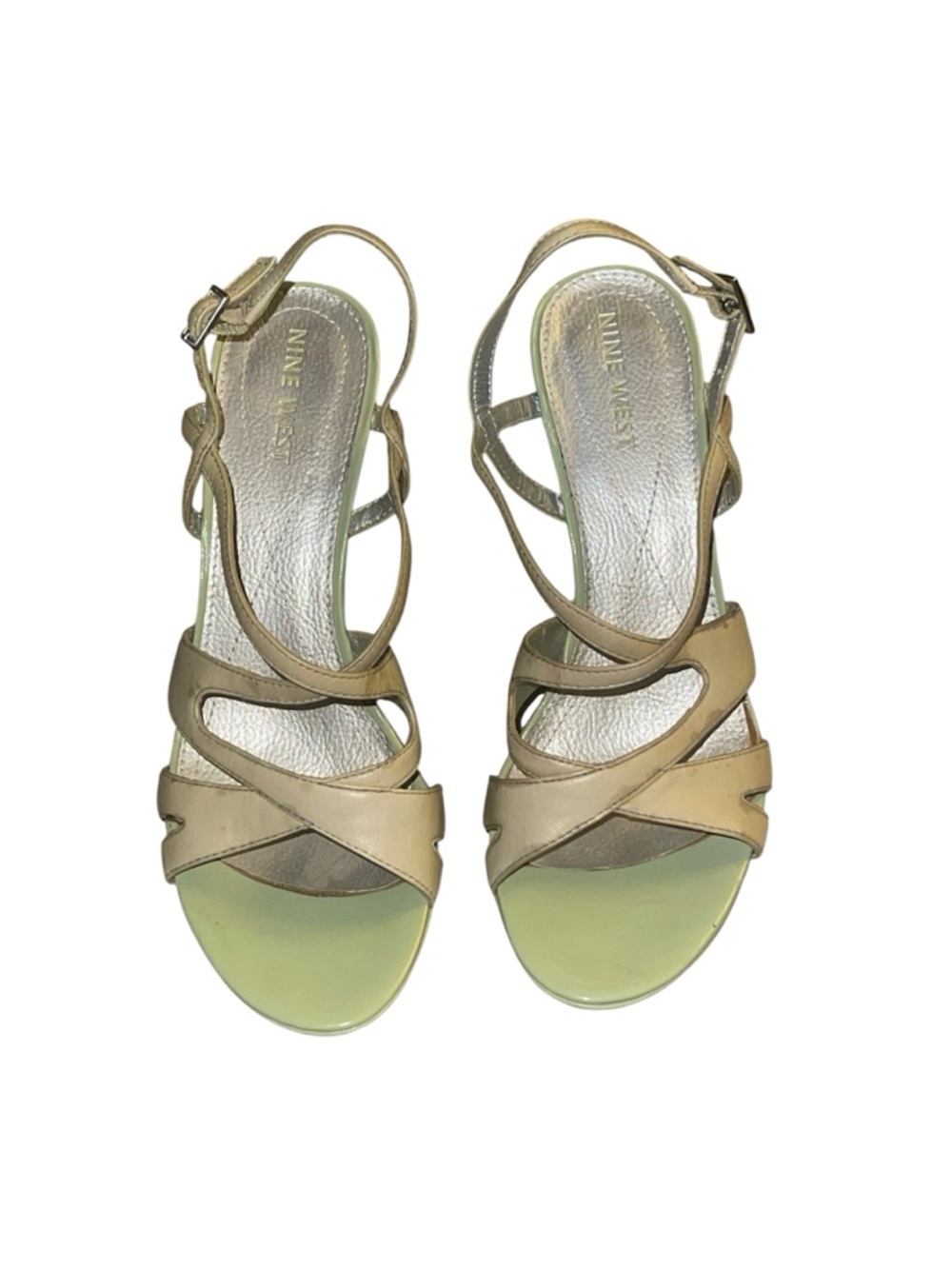 Nine West Gold-Tone Beige Strappy Sandals